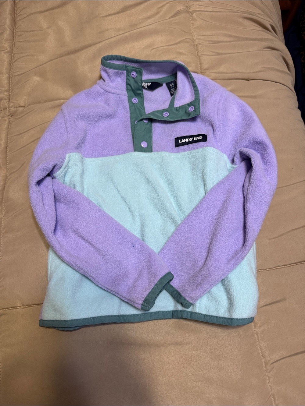 Land’s End Kids Anyweather Fleece Snap Neck Pullover XS 4-5 Purple 1/4